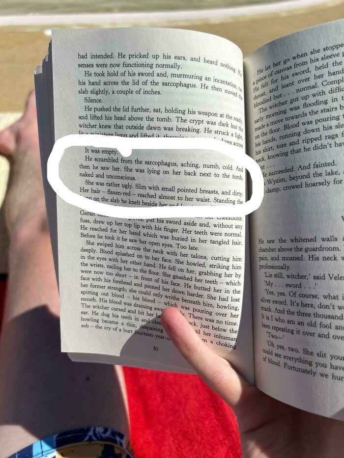 Excerpt from a book highlighting male authors’ limited knowledge about women with dated and biased descriptions.