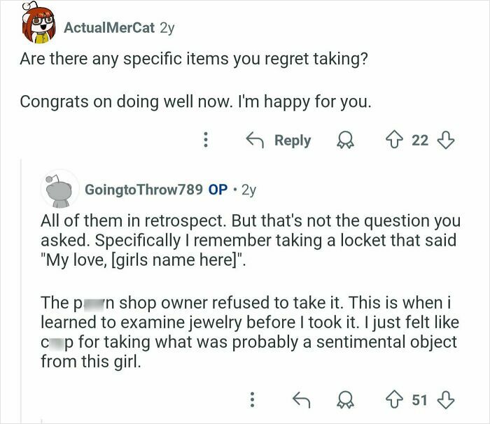 Reddit users in a former home burglars AMA discuss regrets and lessons learned about stolen sentimental items.