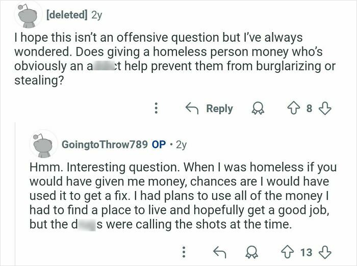 Reddit thread where former home burglars answer questions about homelessness and burglary in an AMA format.