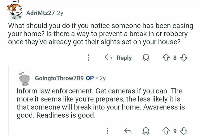Screenshot of a former home burglar answering questions about preventing break-ins and home security advice.