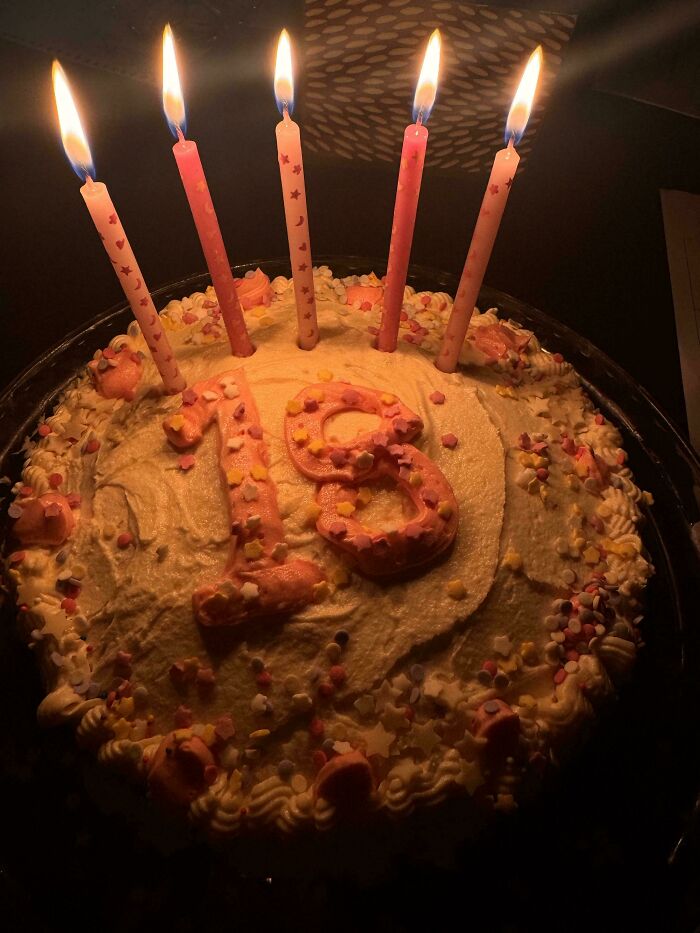 Birthday cake with candles lit and colorful sprinkles, showcasing one of the incredible bakes deserving all the spotlight.