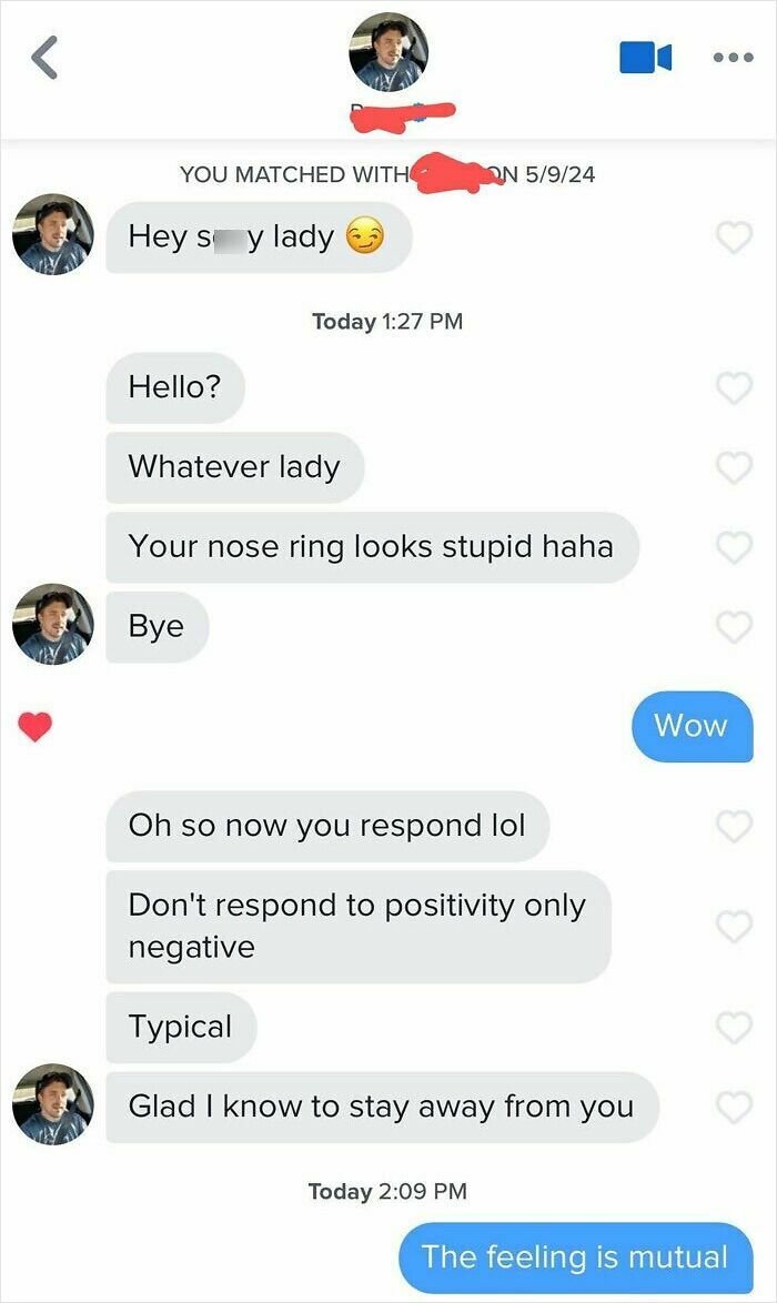 Screenshot of awkward online dating messages showing the challenges of finding love online and negative interactions.