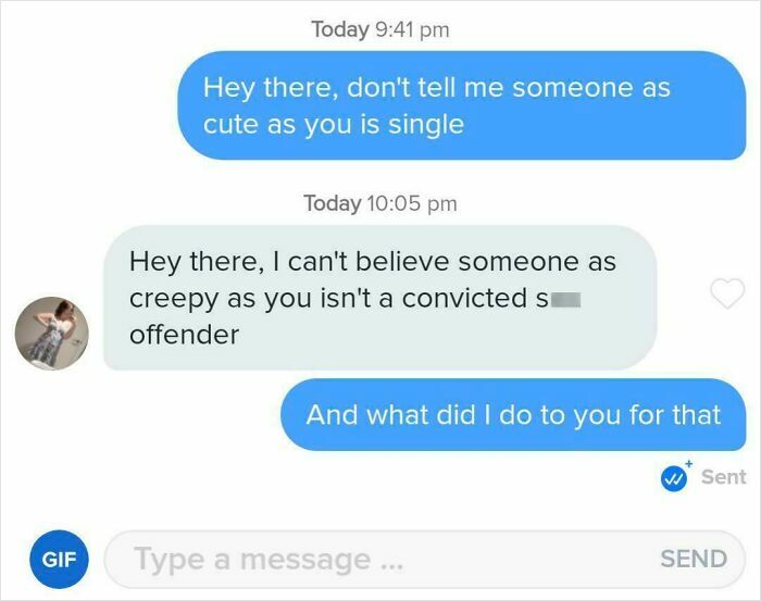 Online dating message exchange showing humor and awkwardness, highlighting challenges of finding love online.