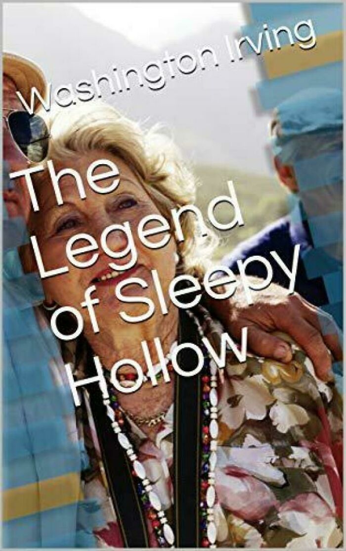 Book cover titled The Legend of Sleepy Hollow with awkward text placement and photo, part of funny awful book covers.