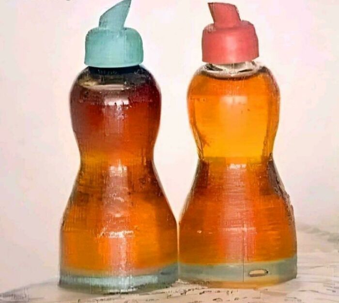 Vintage syrup bottles with colorful caps, a nostalgic item from 120 things that make people who recognize them feel very old.