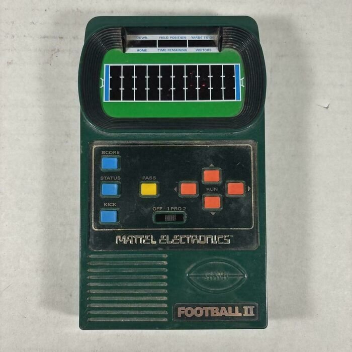 Vintage Mattel Electronics handheld football game with buttons and small screen, a classic item that makes people feel very old