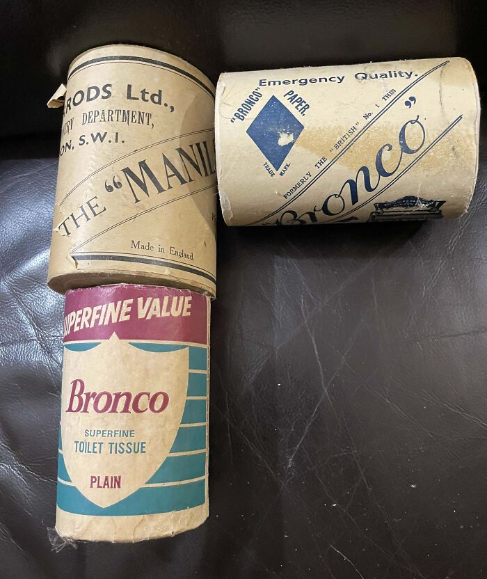 Vintage 1950s toilet tissue rolls with original packaging, capturing the essence of life in the 1950s.