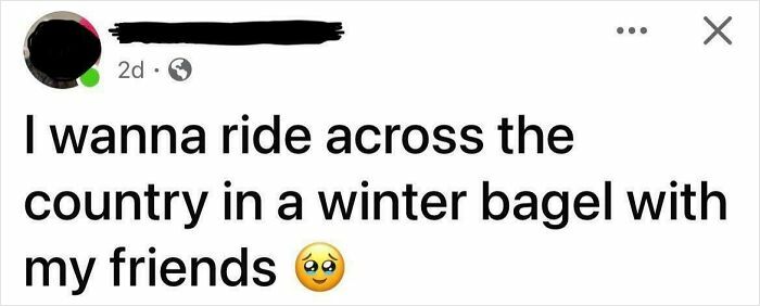 Screenshot of a social media post showing a typo with the phrase winter bagel instead of winter bagel, highlighting common typos.