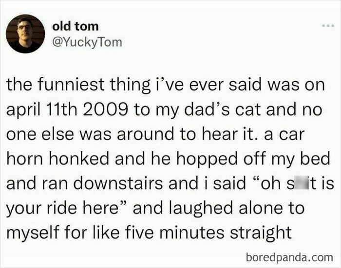 Twitter post meme about laughing alone, relatable humor for anyone around 30 in a spot-on meme style.