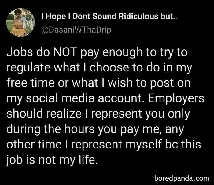 Text meme about job boundaries and personal freedom, fitting 30 relatable memes about work and life balance.