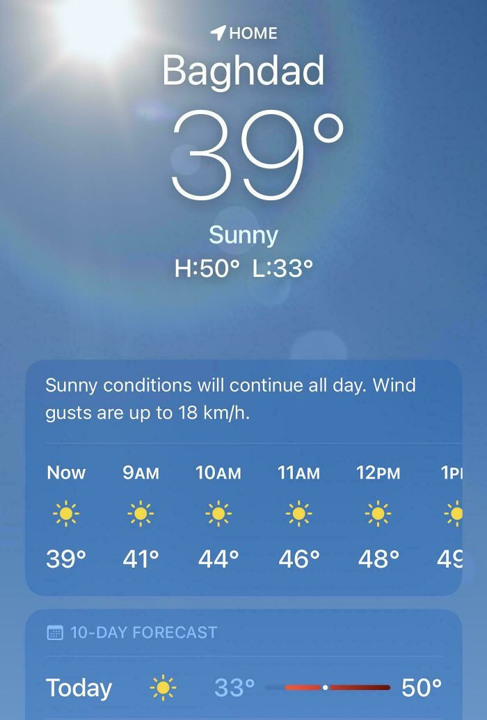 Temperaturas extremas en Bagdad durante olas de calor veraniegas con máximas que alcanzan los 50 grados.
