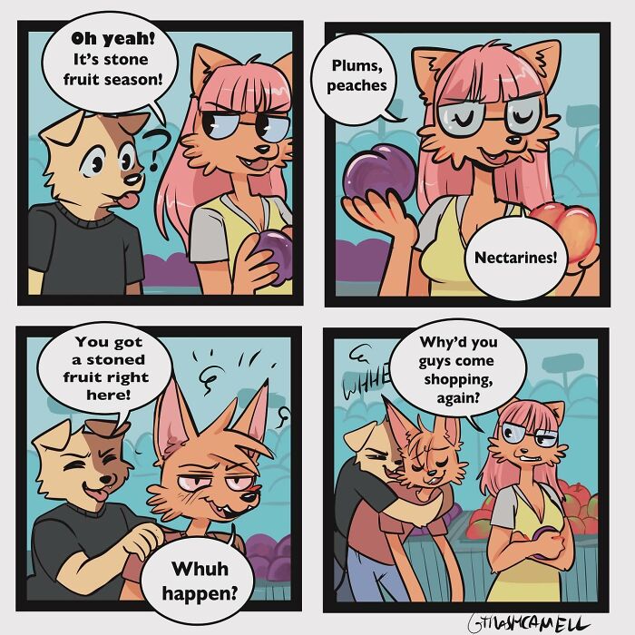 Animal comic characters humorously capturing the chaos of human shopping with playful dialogue and expressions.