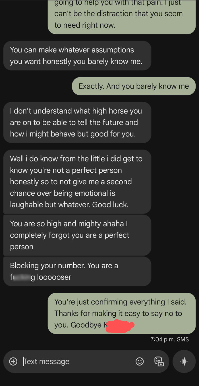 Text message exchange showing toxic conversation with insults, exemplifying nice girls being as toxic as nice guys.