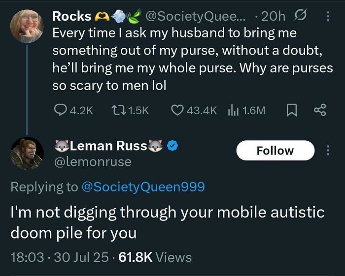 Screenshot of a humorous social media exchange featuring sentences that probably only they could have come up with.