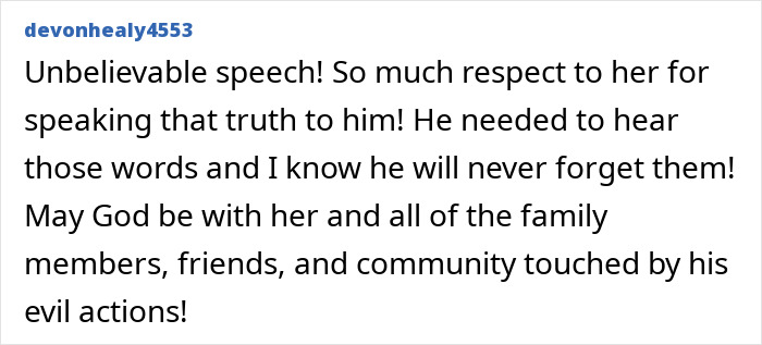 Comment expressing respect for Kaylee Goncalves’ sister speaking truth to Bryan Kohberger in court before viral takedown. - 13