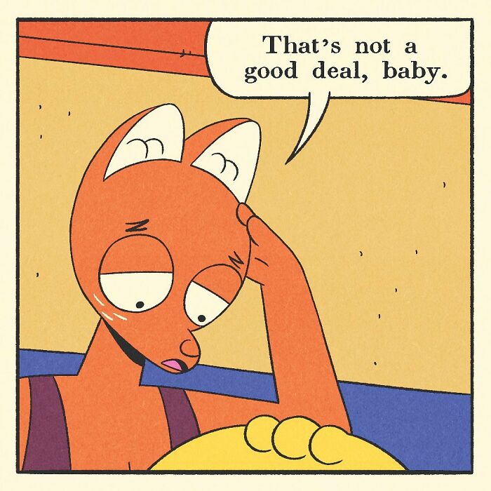 Close-up of a comic panel showing a hand with a fork reaching into a tray of food, related to bodybuilding duck artwork.