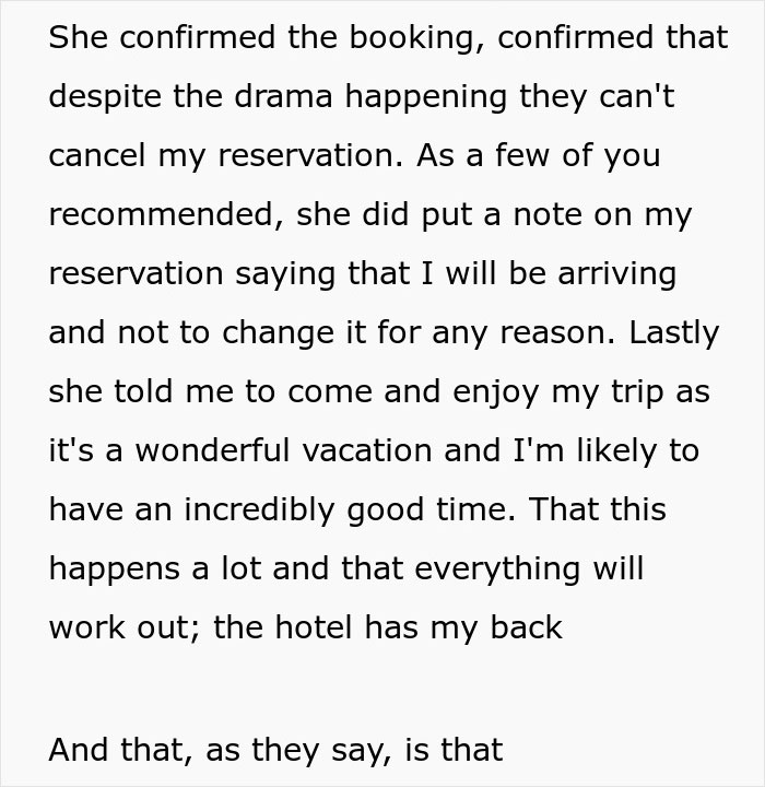 Text excerpt detailing a bride trying to cancel a guest’s resort room reservation out of spite, which backfires. - 41