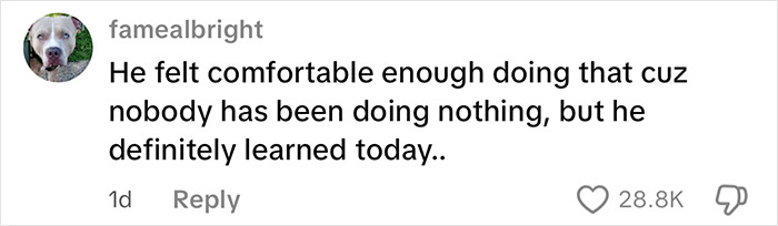 Comment on social media about men delivering vigilante justice after a brute attacked woman on subway platform in viral video.