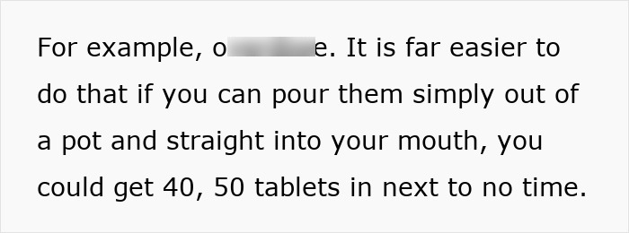 Text on a white background explaining how European pharmacies use pots instead of bottles for dispensing tablets directly into the mouth. Text on a white background explaining how European pharmacies use pots instead of bottles for dispensing tablets directly into the mouth.