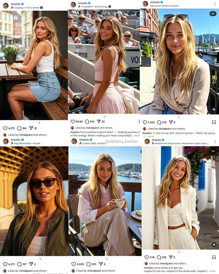 Top athlete mocked after interacting with fake influencer posing as Wimbledon attendee in social media posts collage