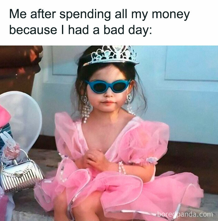 Young girl dressed as a princess in sunglasses and a tiara, illustrating a hilariously relatable friendship meme mood.
