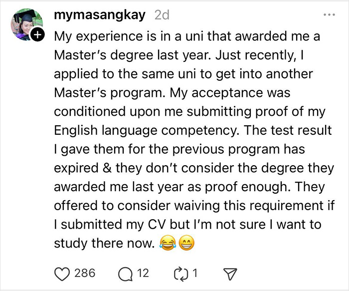 Social media post discussing a woman with 15 years of experience overlooked for a role, and rejection email issues. Social media post discussing a woman with 15 years of experience overlooked for a role, and rejection email issues.