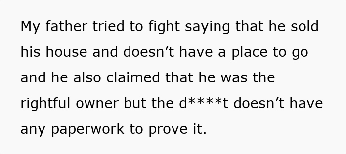 Father and son lock horns as dad tries to hijack his house by changing locks, leading to police involvement.
