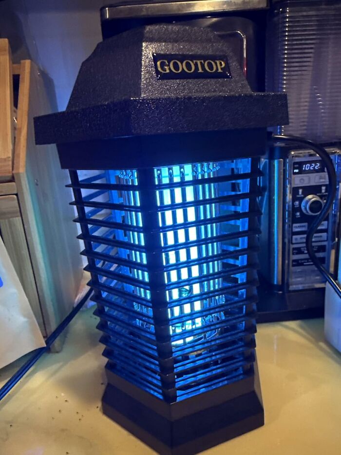 Electric insect zapper emitting blue light, one of the most wished for items burning up Amazon this week.