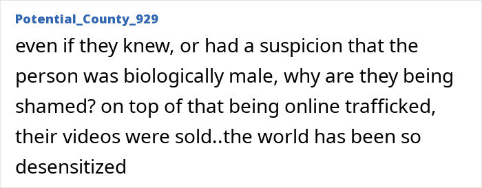 Screenshot of an online comment discussing suspicion and shaming related to viral predator Sister Hong secretly filming men.