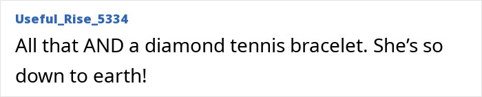 Comment discussing a diamond tennis bracelet while referencing Meghan Markle&rsquo;s embarrassing fruit-picking photo and related accusations.