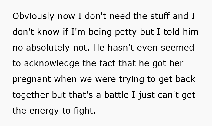 Text excerpt discussing a man canceling girlfriend’s plans to go on a cycle trip instead of watching his daughter. Text excerpt discussing a man canceling girlfriend’s plans to go on a cycle trip instead of watching his daughter.