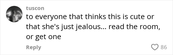 Comment criticizing a PDA act on plane, sparking heated debate among passengers over disrespectful behavior during flight.