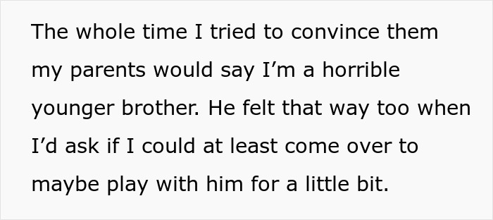 Text excerpt about family conflict, highlighting bio dad refusing babysit in ongoing family drama.