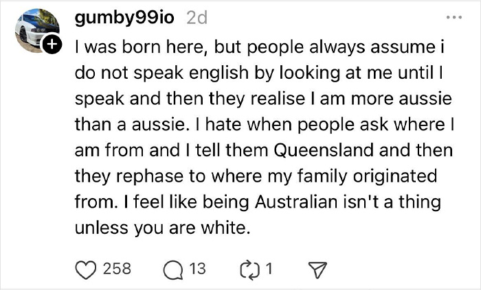 Screenshot of a social media post discussing identity assumptions and experiences of being overlooked despite background and experience. Screenshot of a social media post discussing identity assumptions and experiences of being overlooked despite background and experience.