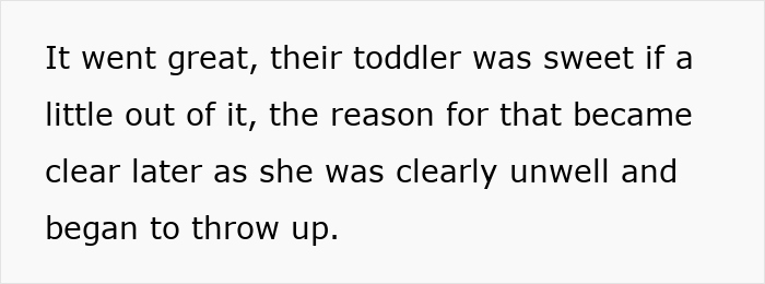 Alt text: Family dealing with issues related to blacklisted local babysitters after their toddler became unwell and started throwing up