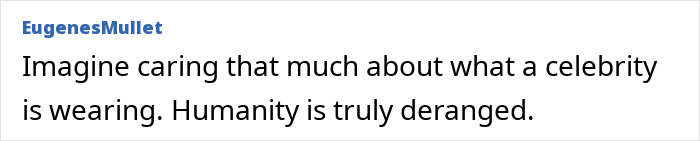 Text post by EugensMullet criticizing extreme interest in celebrity fashion amid Pedro Pascal stylist controversy.