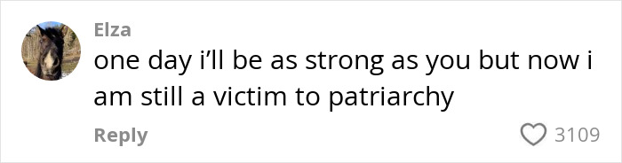 Social media comment by a user named Elza discussing strength and patriarchy, related to Gen Z woman debate on shaving.