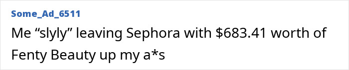 Text post with caption mentioning a purchase from Sephora including Fenty Beauty products and a humorous tone. Text post with caption mentioning a purchase from Sephora including Fenty Beauty products and a humorous tone.