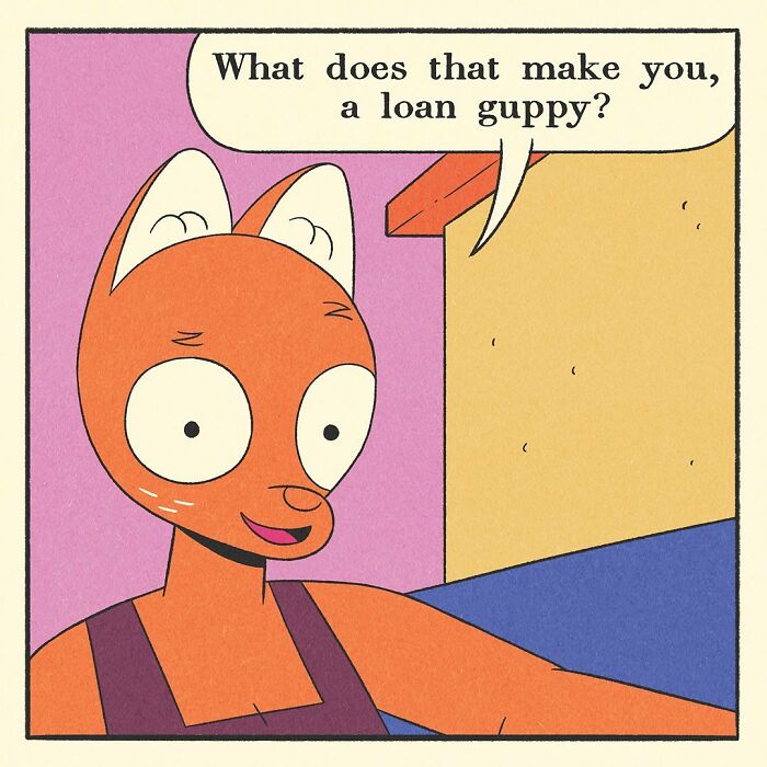 Comic panel showing a colorful balcony with a speech bubble about being offered a job, part of a bodybuilding duck story.