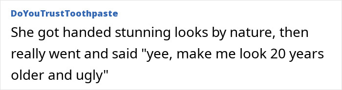Comment highlighting a dramatic transformation by the world's prettiest footballer, questioning why they changed their natural stunning looks.