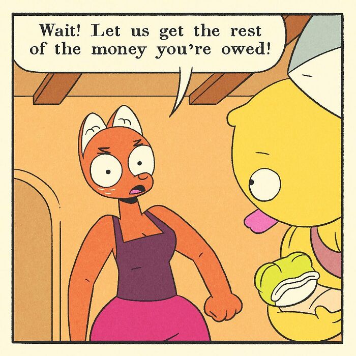 Comic panel featuring a shark character saying a harsh line, part of a bodybuilding duck comic with a soft heart theme.