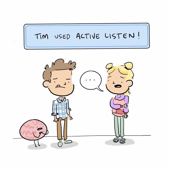 Cartoon of a man holding a smiling brain character with a balloon, illustrating funny comics about arguing with your brain.