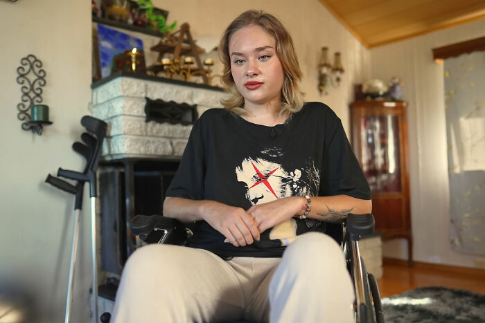 Young woman in a wheelchair indoors, related to model's mom revealing she was scalped before being dumped roadside in Dubai. - 7