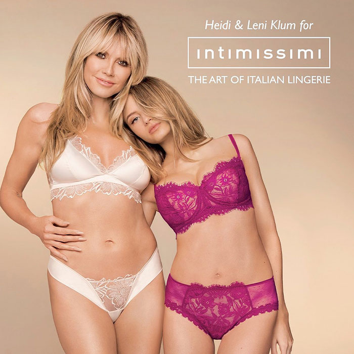Heidi Klum and her daughter Leni posing in elegant lingerie for Intimissimi Italian lingerie campaign. - 11