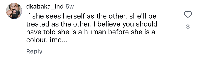 Comment on social media discussing a 2YO toddler realizing she&rsquo;s Black after daycare and a mom&rsquo;s empowering reply going viral.