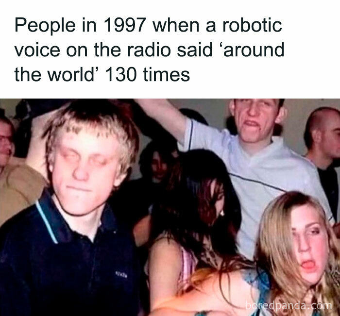 Group of young people dancing at a party, capturing the nostalgic magic of growing up in the ’90s.