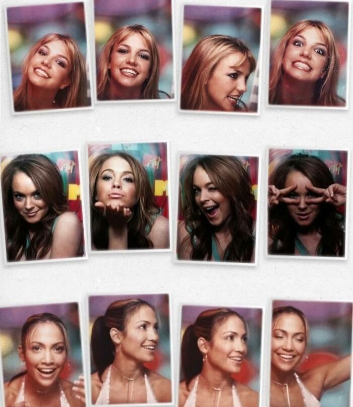 Collage of young women in playful 90s photo booth pictures capturing nostalgic moments of growing up in the 90s.