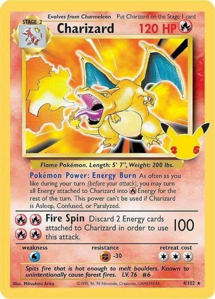 Charizard Pokémon card from the ’90s capturing nostalgic childhood memories of growing up with vintage trading cards.