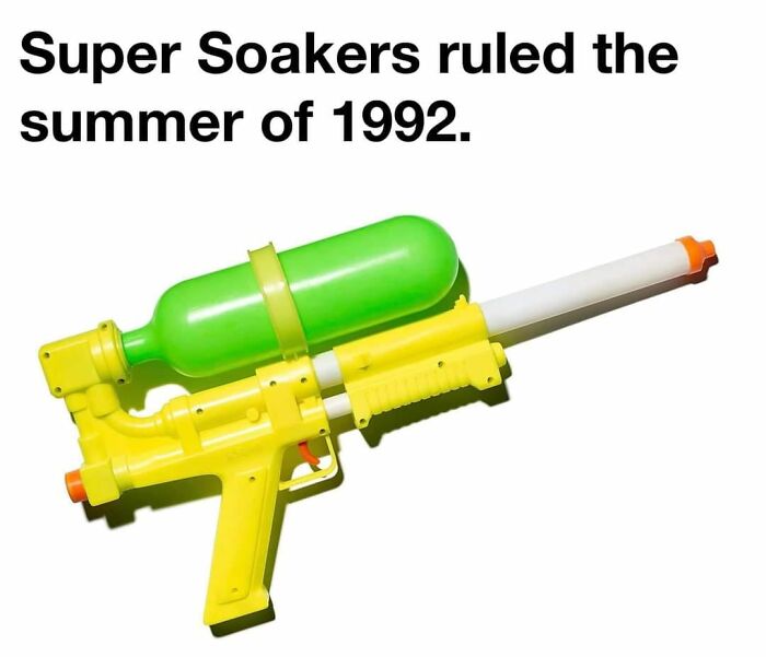 Yellow and green Super Soaker water gun from the 1990s, symbolizing nostalgic posts about growing up in the ’90s.