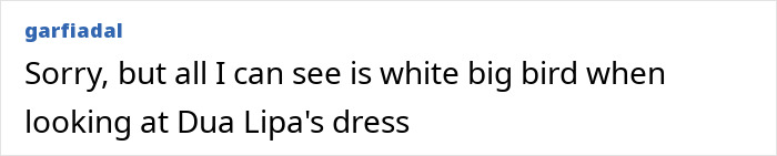 Comment about Dua Lipa’s dress resembling a white big bird, referencing viral celebrity looks from Paris Fashion Week 2025. Comment about Dua Lipa’s dress resembling a white big bird, referencing viral celebrity looks from Paris Fashion Week 2025.